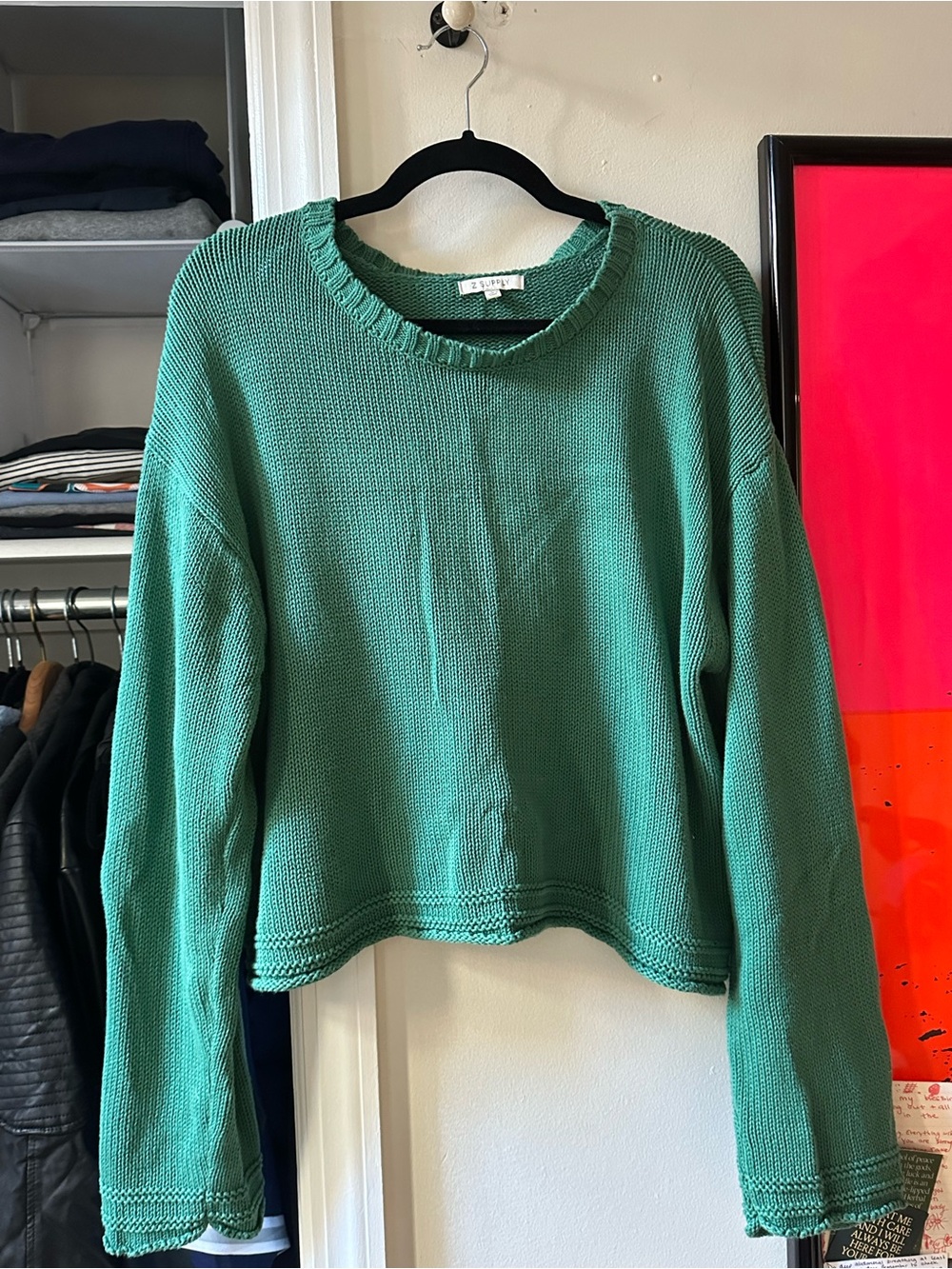 Z Supply Teal Crew Neck Knit Sweater